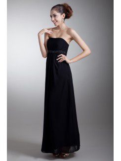 Chiffon Strapless Floor Length Empire line Sequins Prom Dress