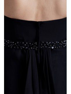 Chiffon Strapless Floor Length Empire line Sequins Prom Dress