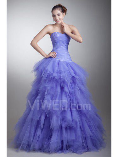 Satin and Net Sweetheart Floor Length Sheath Crisscross Ruched Prom Dress