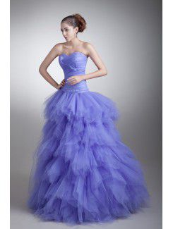 Satin and Net Sweetheart Floor Length Sheath Crisscross Ruched Prom Dress