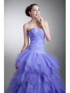 Satin and Net Sweetheart Floor Length Sheath Crisscross Ruched Prom Dress