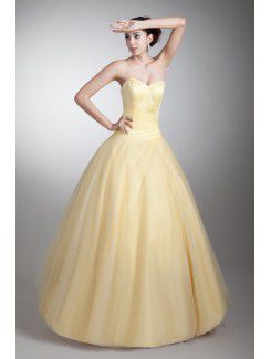 Satin and Net Sweetheart Floor Length Ball Gown Prom Dress