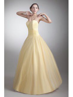 Satin and Net Sweetheart Floor Length Ball Gown Prom Dress