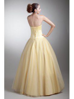 Satin and Net Sweetheart Floor Length Ball Gown Prom Dress