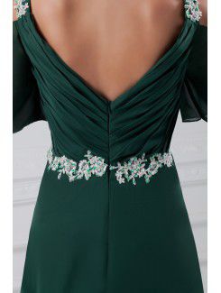 Chiffon Straps Sweep Train Column Embroidered Prom Dress