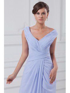 Chiffon V-Neck Sweep Train Column Prom Dress