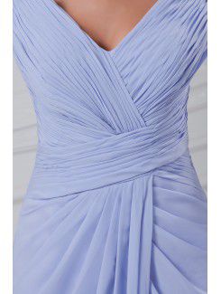 Chiffon V-Neck Sweep Train Column Prom Dress