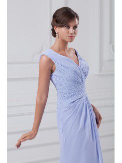 Chiffon V-Neck Sweep Train Column Prom Dress