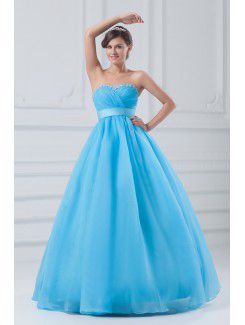 Organza Sweetheart Floor Length A-line Embroidered Prom Dress