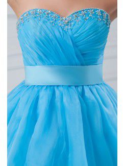 Organza Sweetheart Floor Length A-line Embroidered Prom Dress