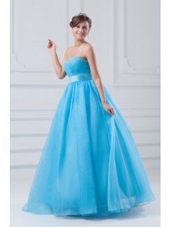 Organza Sweetheart Floor Length A-line Embroidered Prom Dress