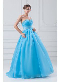 Organza Sweetheart Floor Length A-line Embroidered Prom Dress