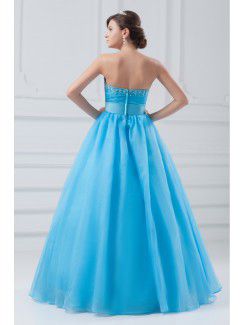 Organza Sweetheart Floor Length A-line Embroidered Prom Dress