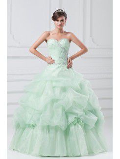 Organza Sweetheart Floor Length A-line Embroidered Prom Dress