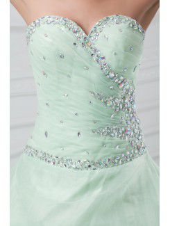 Organza Sweetheart Floor Length A-line Embroidered Prom Dress