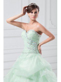 Organza Sweetheart Floor Length A-line Embroidered Prom Dress