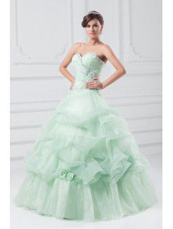 Organza Sweetheart Floor Length A-line Embroidered Prom Dress