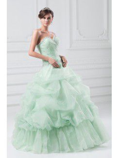 Organza Sweetheart Floor Length A-line Embroidered Prom Dress