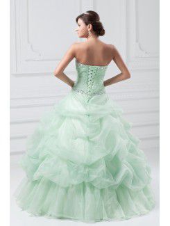 Organza Sweetheart Floor Length A-line Embroidered Prom Dress