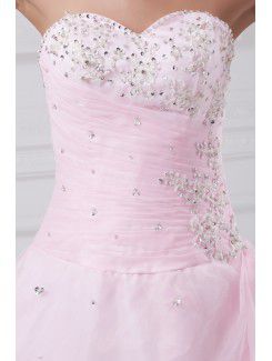 Organza Sweetheart Floor Length A-line Embroidered Prom Dress