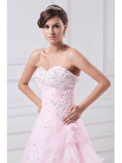 Organza Sweetheart Floor Length A-line Embroidered Prom Dress