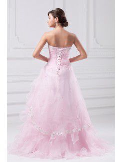 Organza Sweetheart Floor Length A-line Embroidered Prom Dress