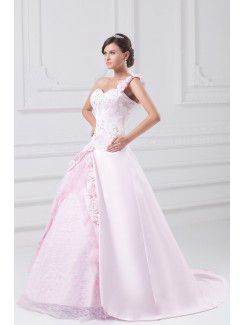 Satin Sweetheart Floor Length Ball Gown Embroidered Prom Dress