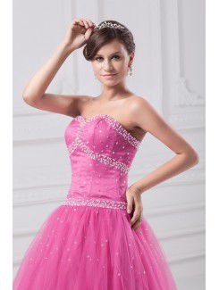 Net Sweetheart Floor Length A-line Embroidered Prom Dress