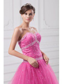 Net Sweetheart Floor Length A-line Embroidered Prom Dress