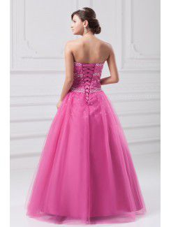 Net Sweetheart Floor Length A-line Embroidered Prom Dress