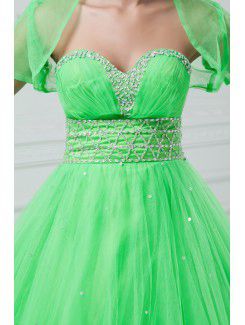 Net Sweetheart Floor Length A-line Embroidered Prom Dress