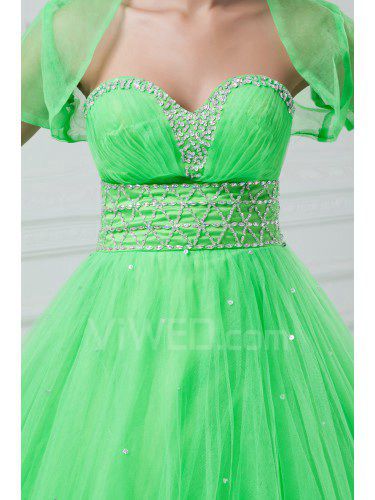 Net Sweetheart Floor Length A-line Embroidered Prom Dress