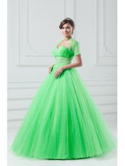 Net Sweetheart Floor Length A-line Embroidered Prom Dress