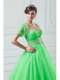 Net Sweetheart Floor Length A-line Embroidered Prom Dress