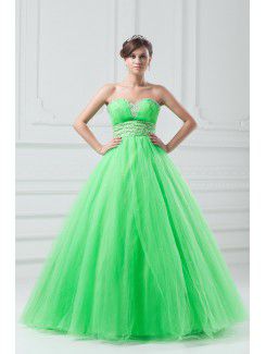 Net Sweetheart Floor Length A-line Embroidered Prom Dress