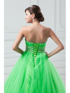 Net Sweetheart Floor Length A-line Embroidered Prom Dress