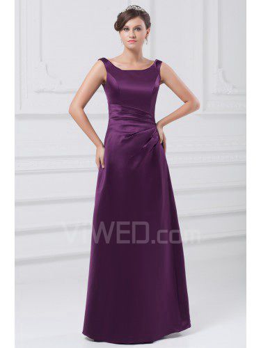 Satin Square Floor Length A-line Prom Dress