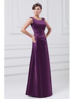 Satin Square Floor Length A-line Prom Dress