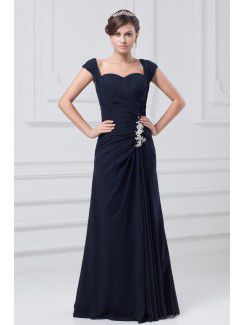 Chiffon Straps Sweep Train Column Embroidered Prom Dress