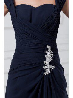 Chiffon Straps Sweep Train Column Embroidered Prom Dress