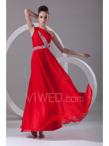 Chiffon asymmetrische bodenlangen spalte bestickte ballkleid