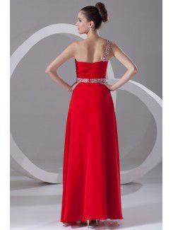 Chiffon Asymmetrical Floor Length Column Embroidered Prom Dress