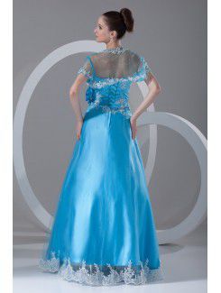 Net Strapless Floor Length A-line Embroidered Prom Dress with Jacket