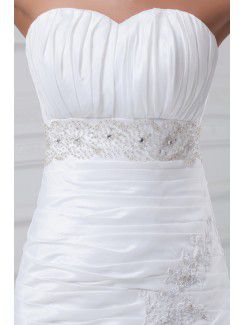 Taffeta Sweetheart Sweep Train Sheath Embroidered Wedding Dress