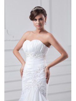 Taffeta Sweetheart Sweep Train Sheath Embroidered Wedding Dress