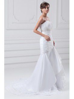 Taffeta Sweetheart Sweep Train Sheath Embroidered Wedding Dress