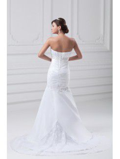 Taffeta Sweetheart Sweep Train Sheath Embroidered Wedding Dress