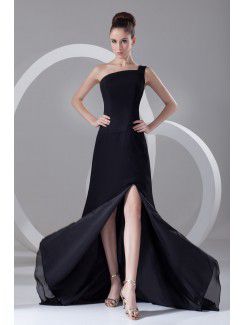 Chiffon One-Shoulder Ankle-Length Column Prom Dress