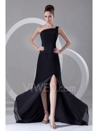 Chiffon One-Shoulder Ankle-Length Column Prom Dress