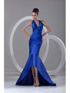 Satin V-Neck Sweep Train Mermaid Prom Dress